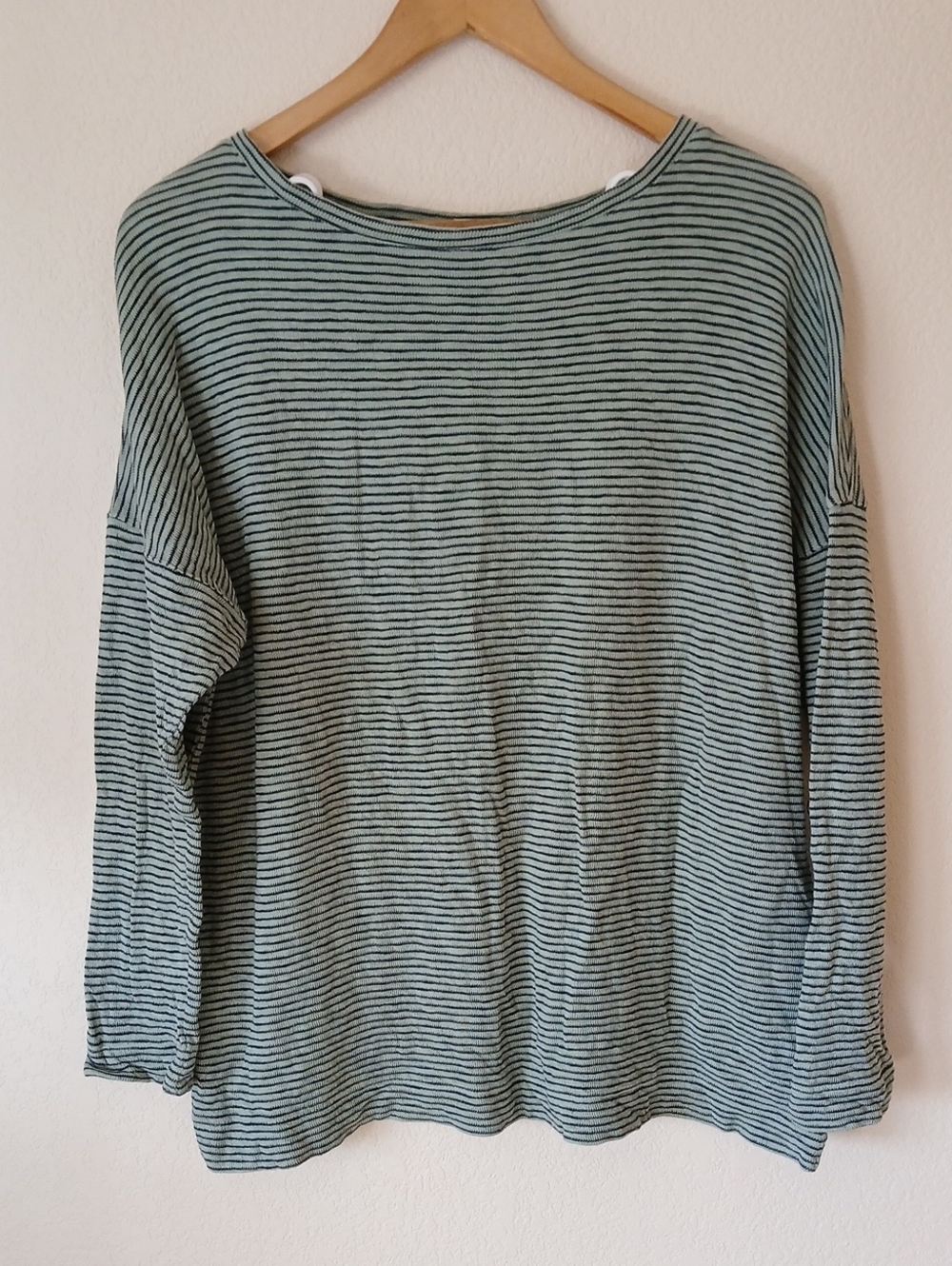 J. Jill Green Striped Boatneck Cotton Knit Top XL Petite